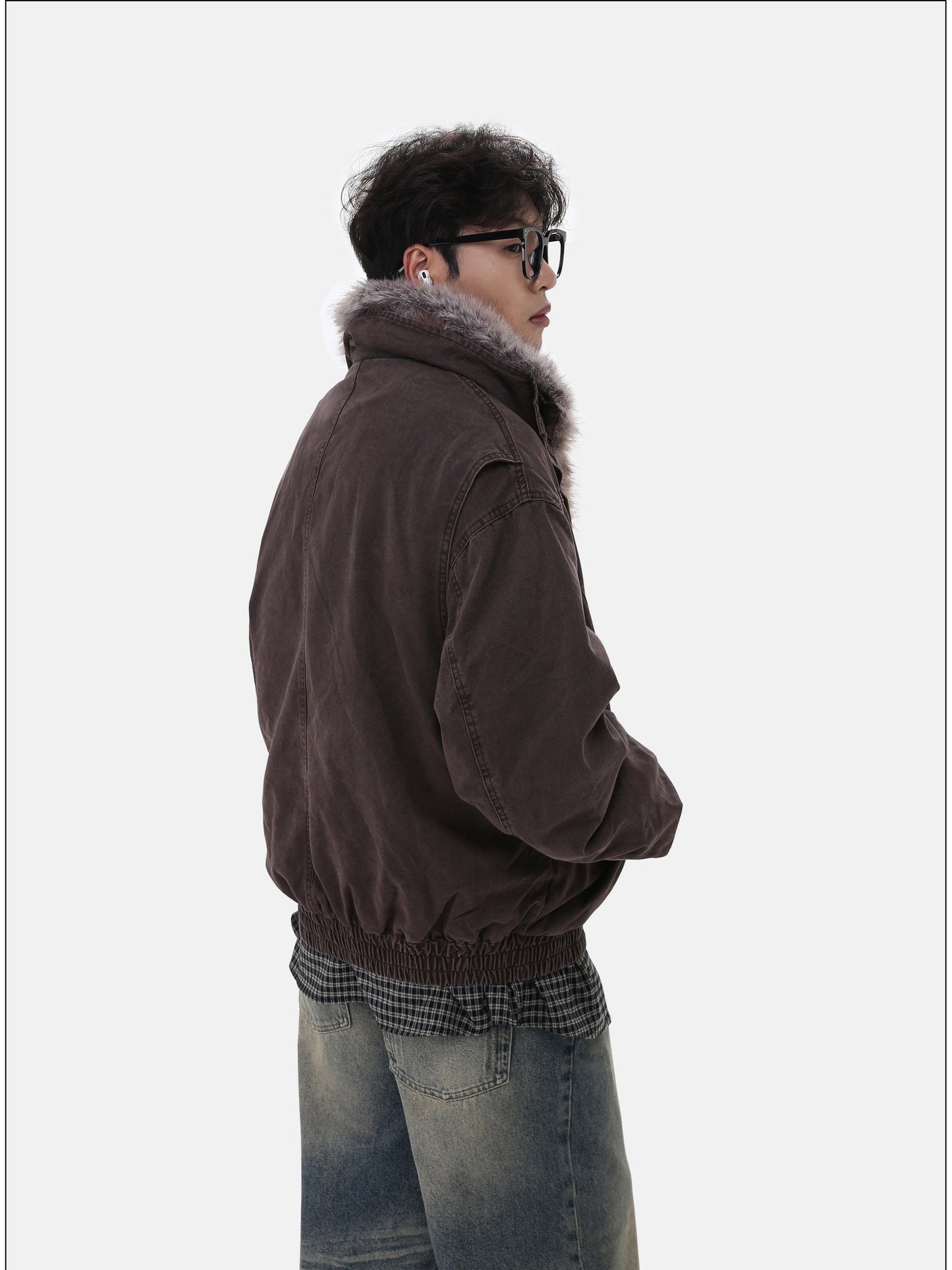 Detachable fur collar jacket