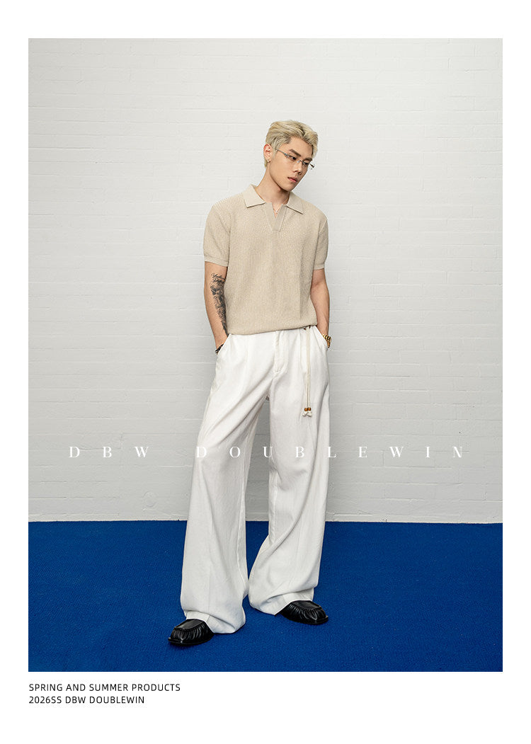 Simple Relax Solid Polo Knit Shirt