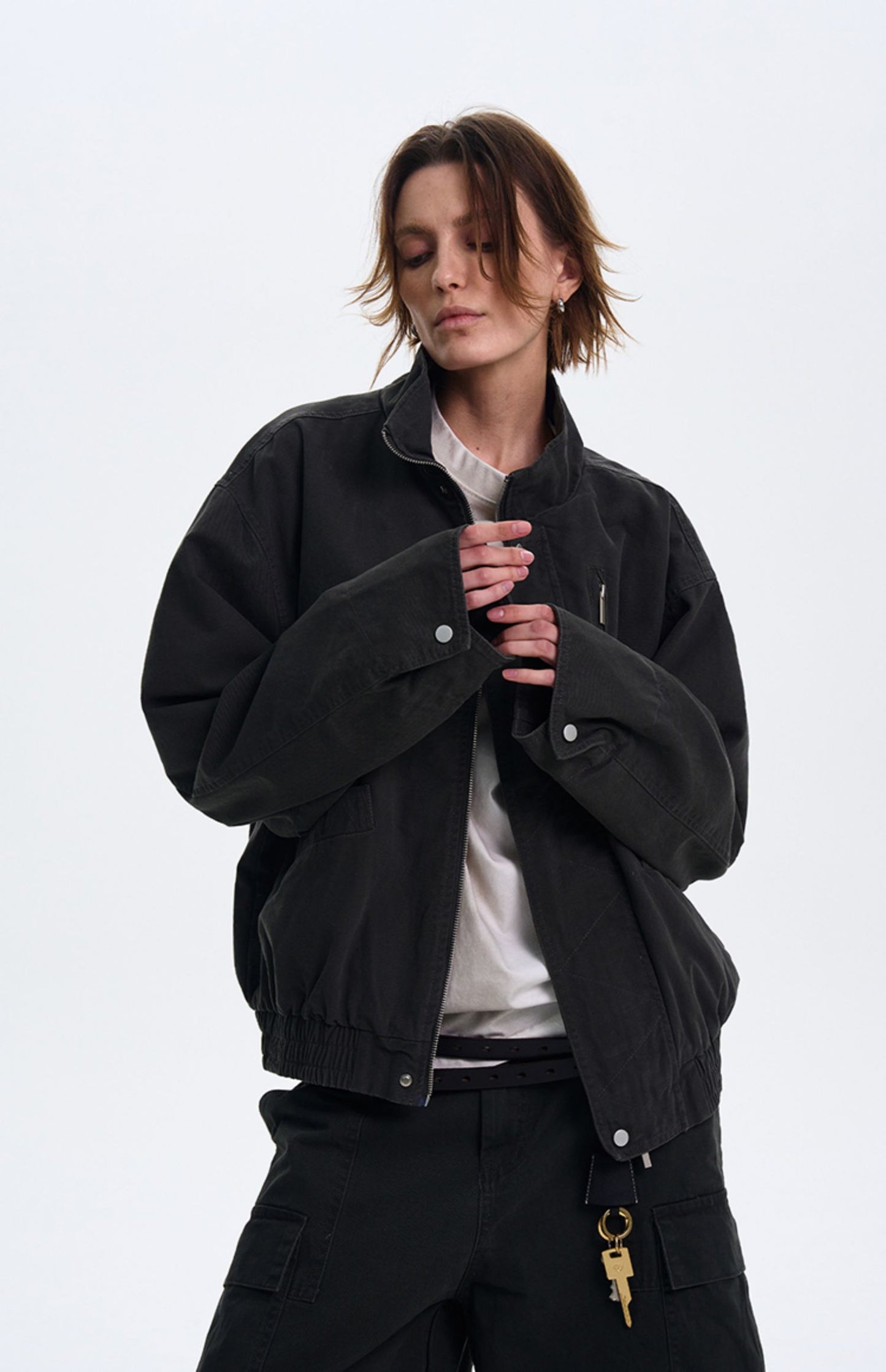 Simple Silhouette Harrington Jacket
