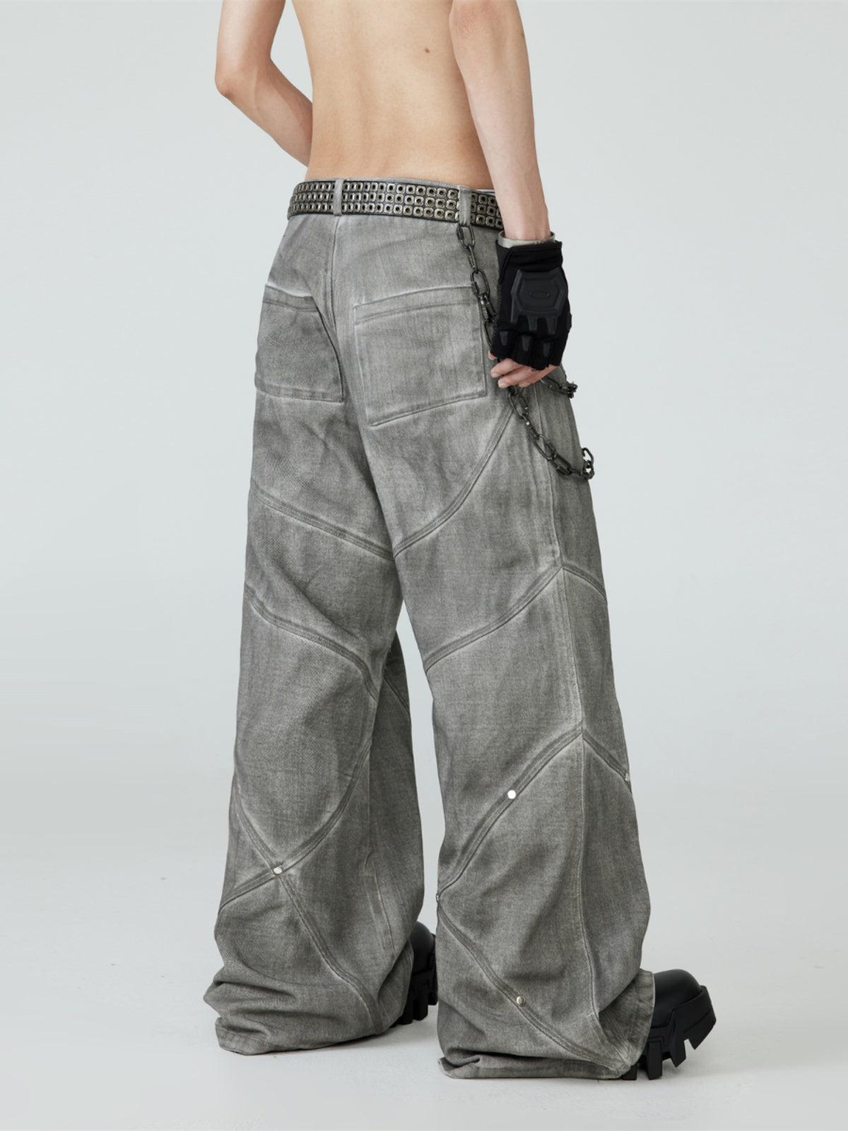 Damaged wide leg casual jeans