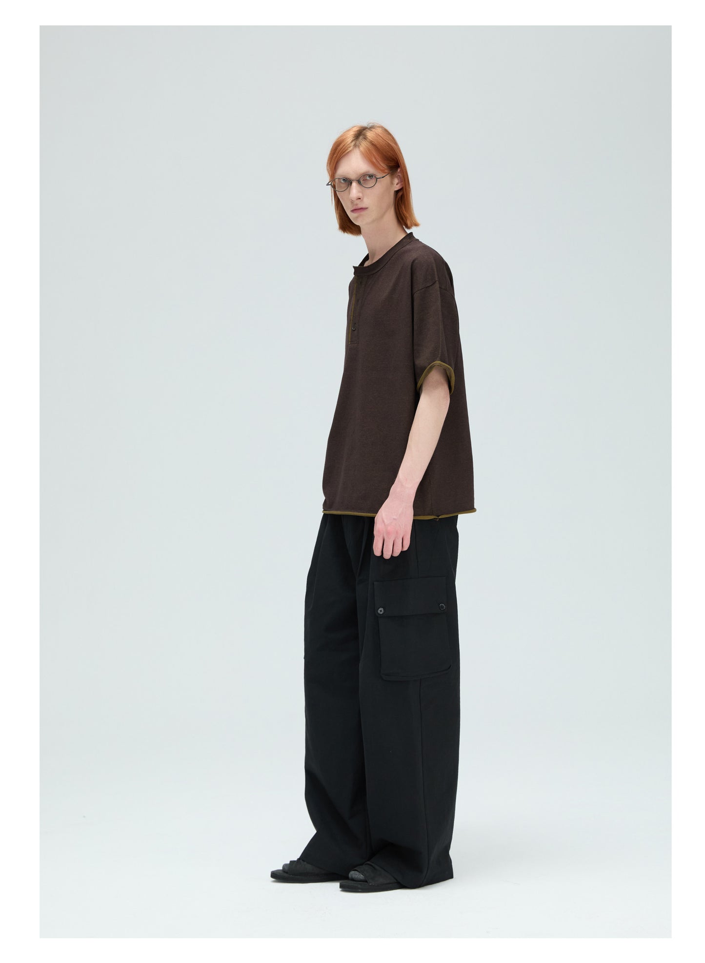 Basic Wash Henry-Neck T-Shirt