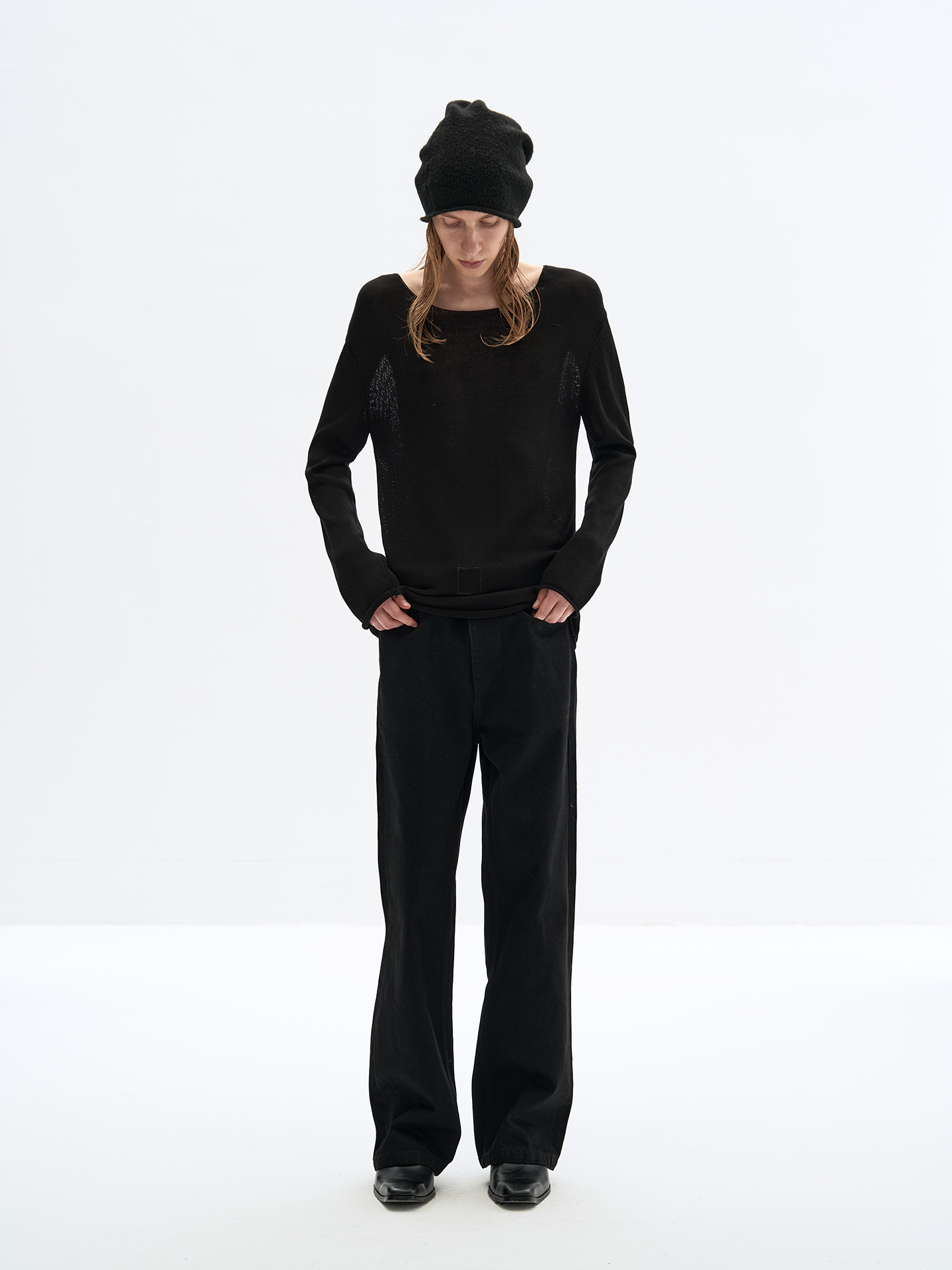 Wide collar wool shirt