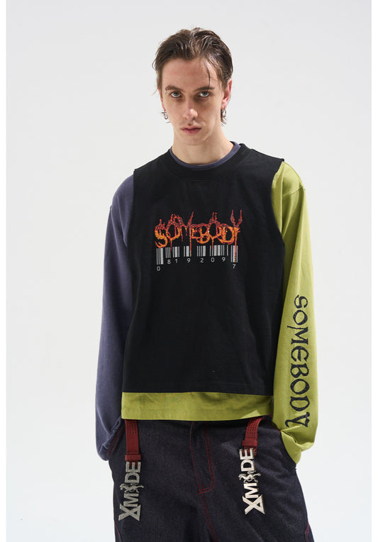 Fake Two-Piece Loose Print T-Shirt