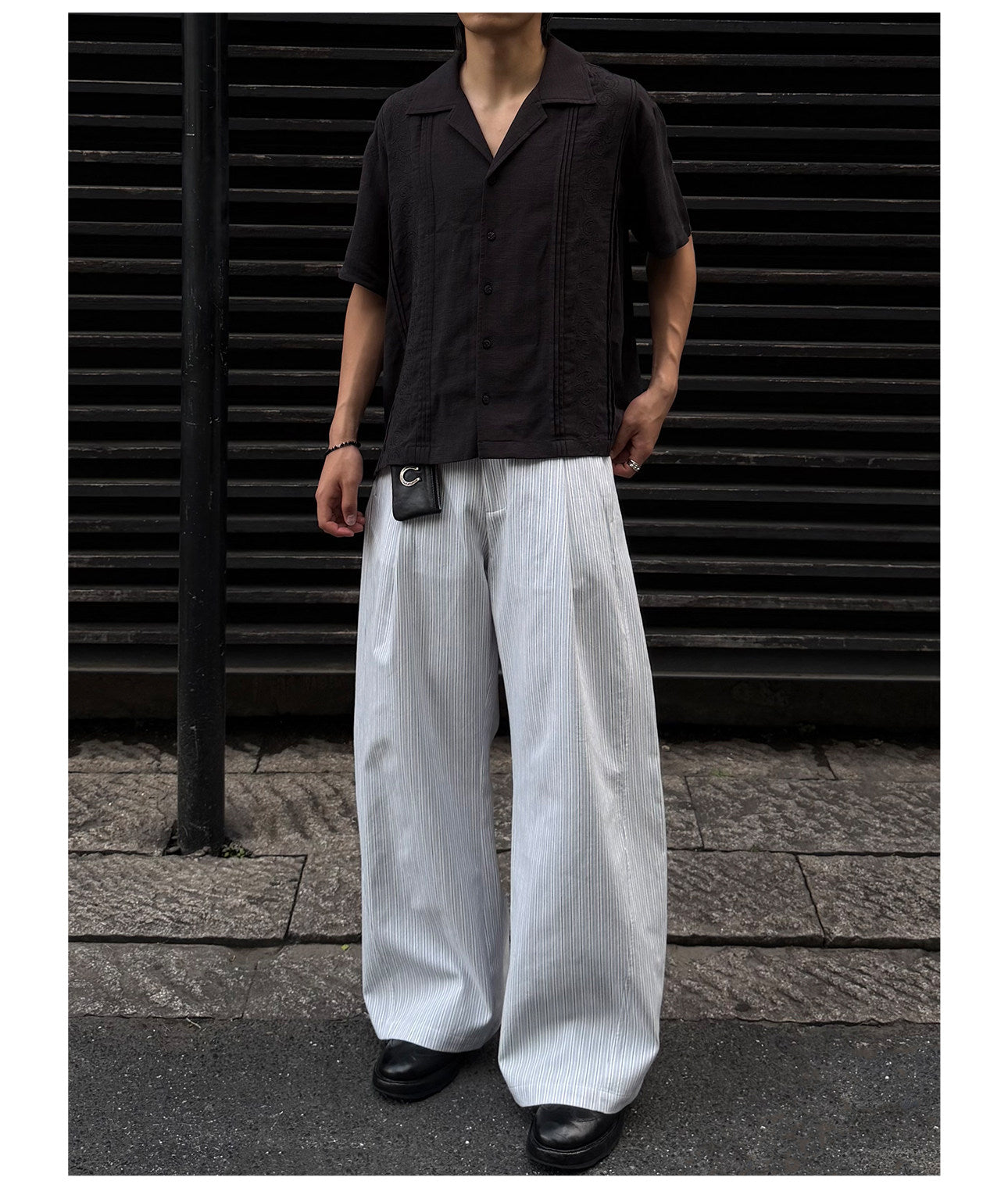 Casual Pants with 3D Color-Block Stripes