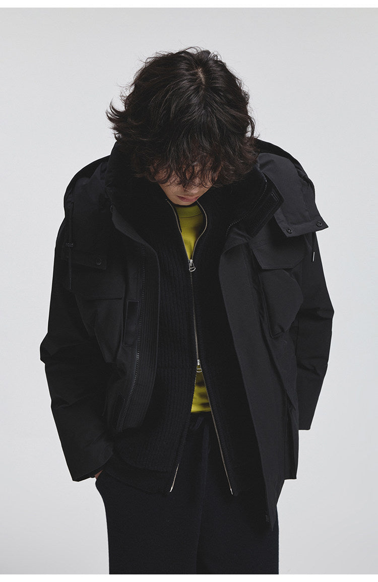 Multi-pocket down jacket