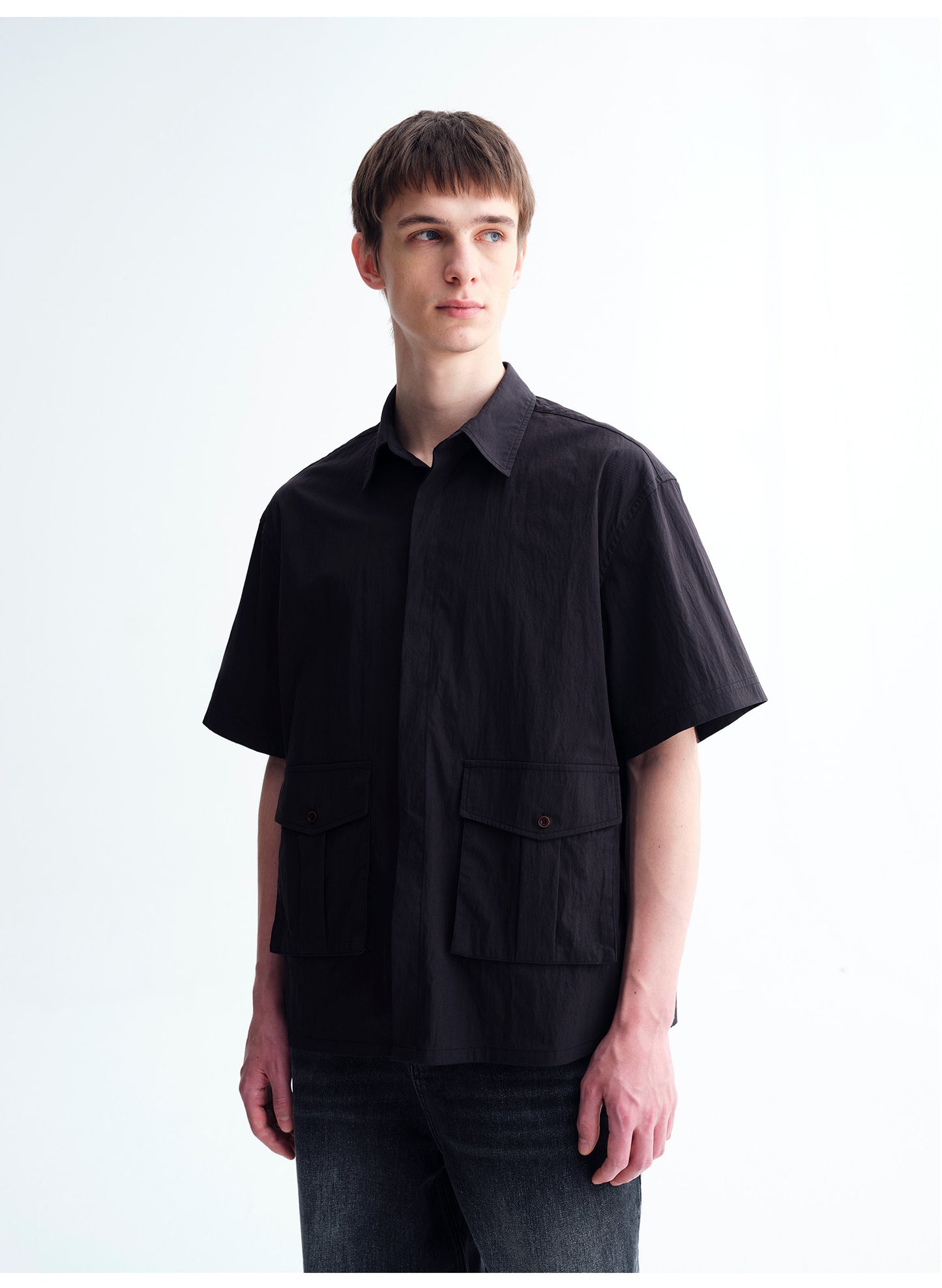 Oversized Patch-Pocket Workwear Shirt