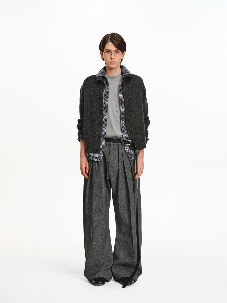 Two-Tone Wool Blend Cardigan