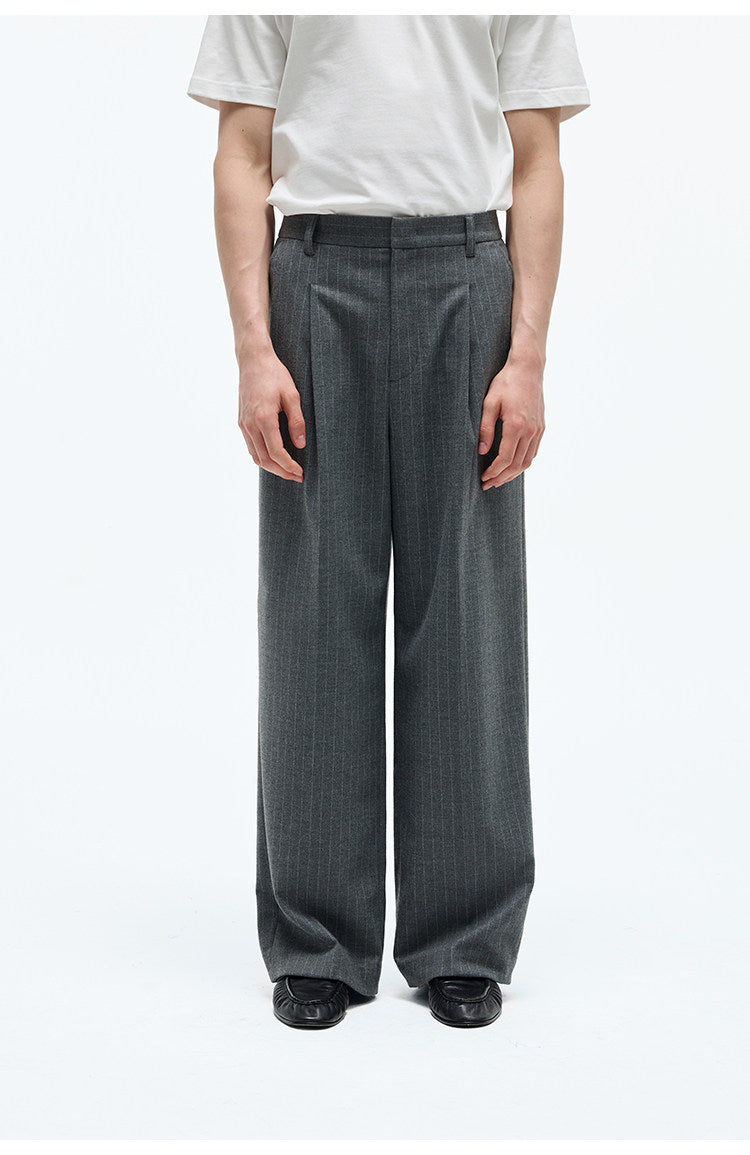 Single-Pleat Stretch Waist Casual Pants