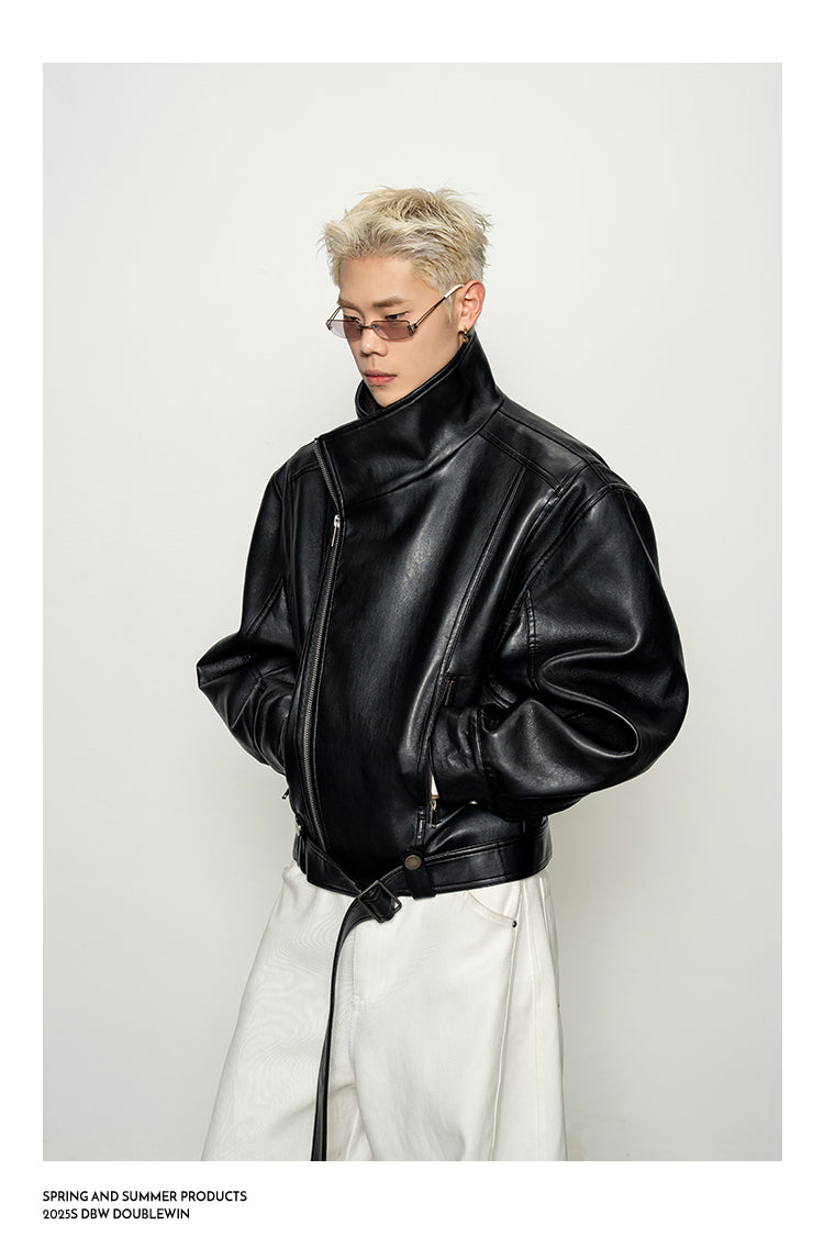 Shoulder-Waist Leather Jacket