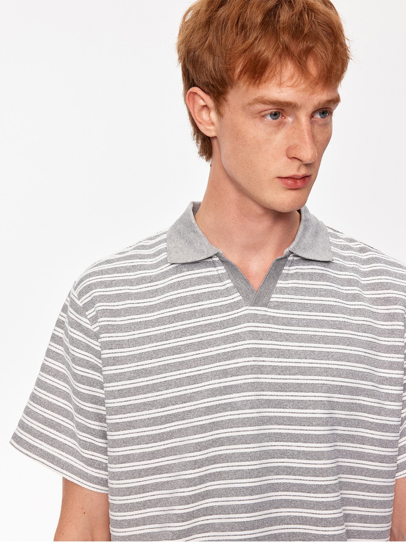 Seagull Neck Striped T-Shirt