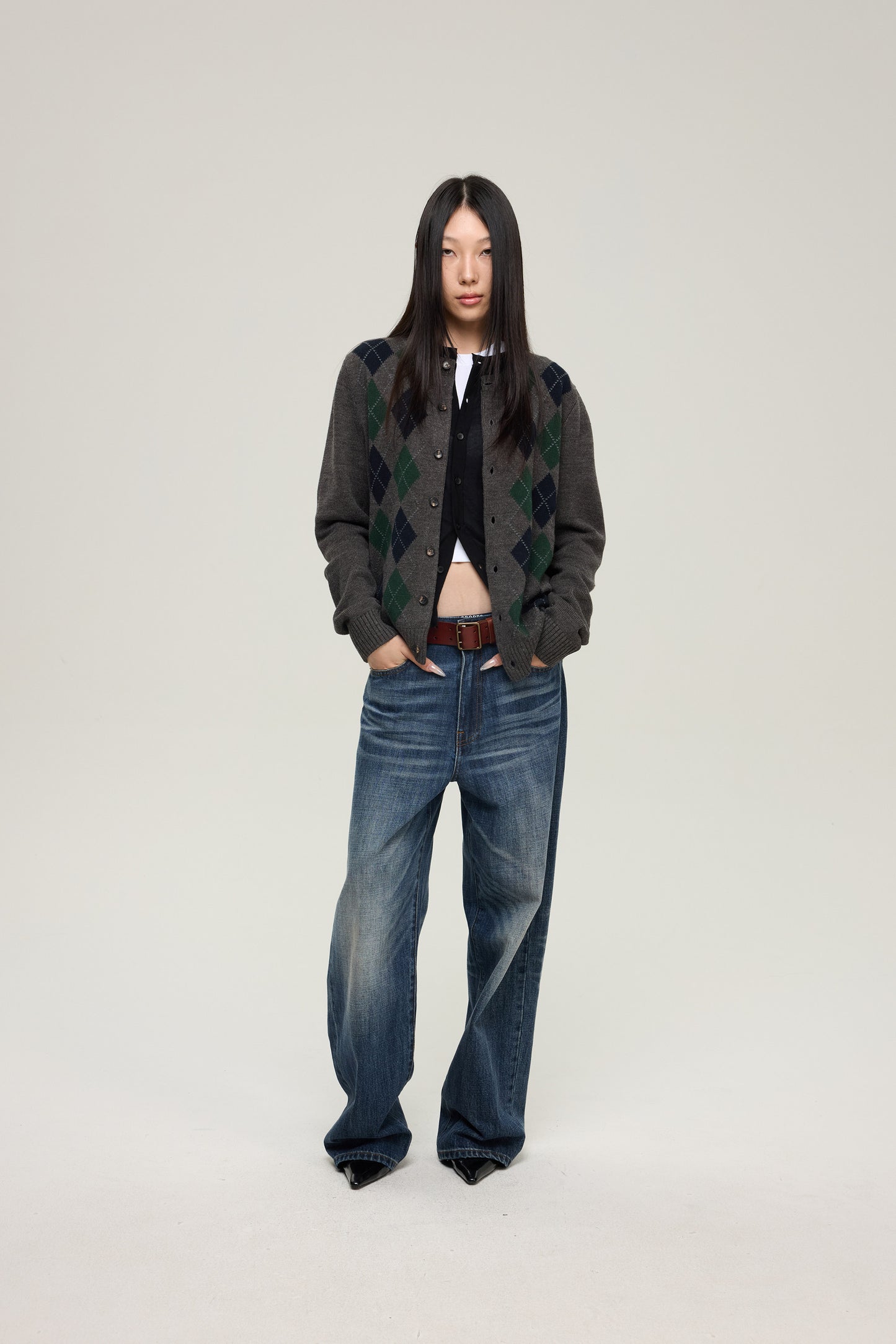 Diamond Jacquard Wool-Blend Cardigan