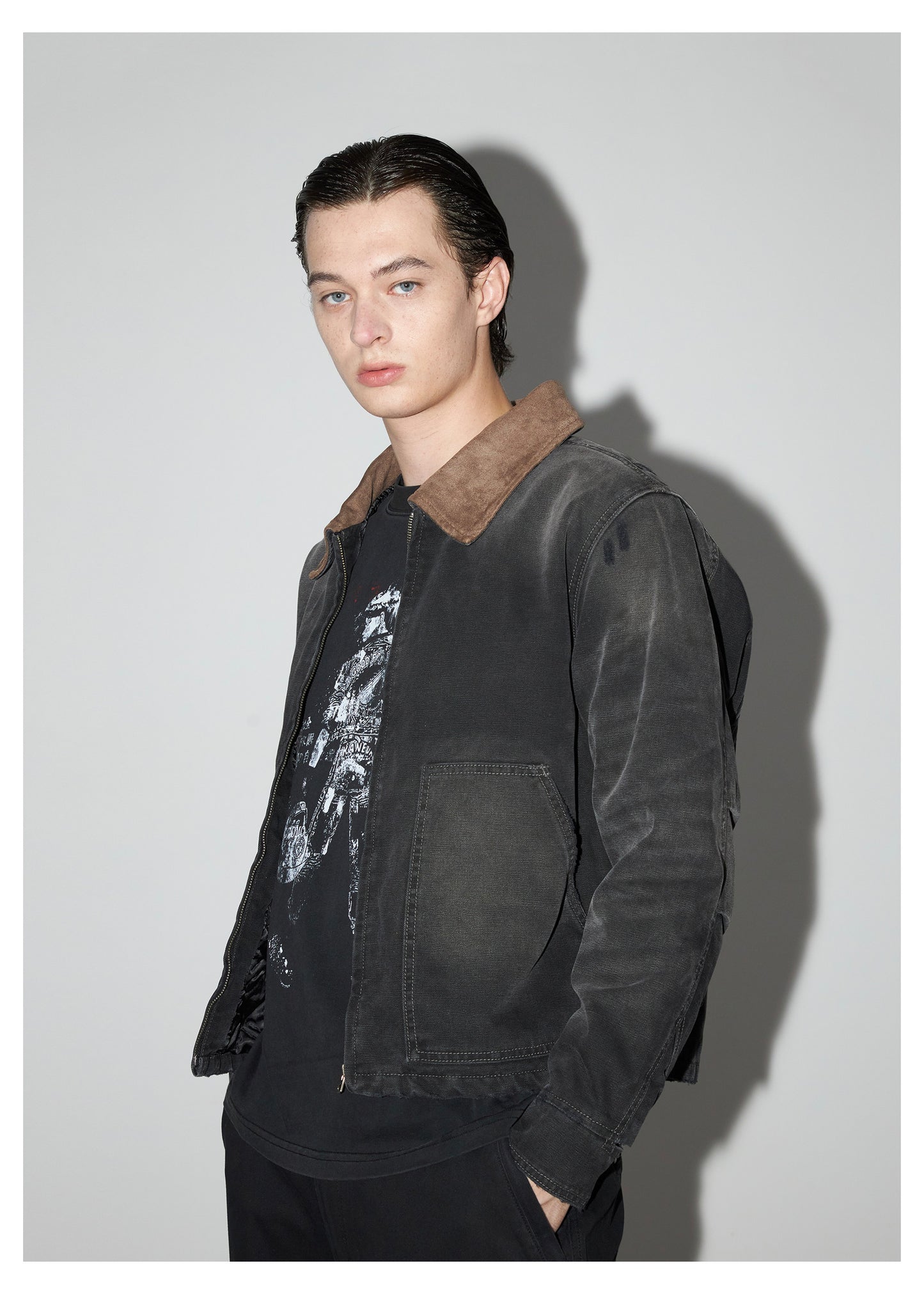 Suede Collar Work Jacket