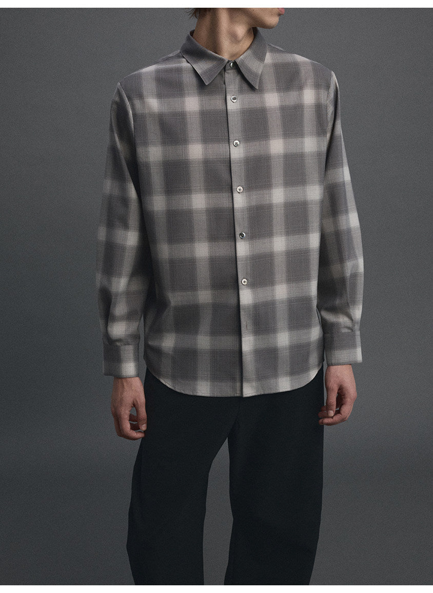 Worsted Wool Checkered Shirt