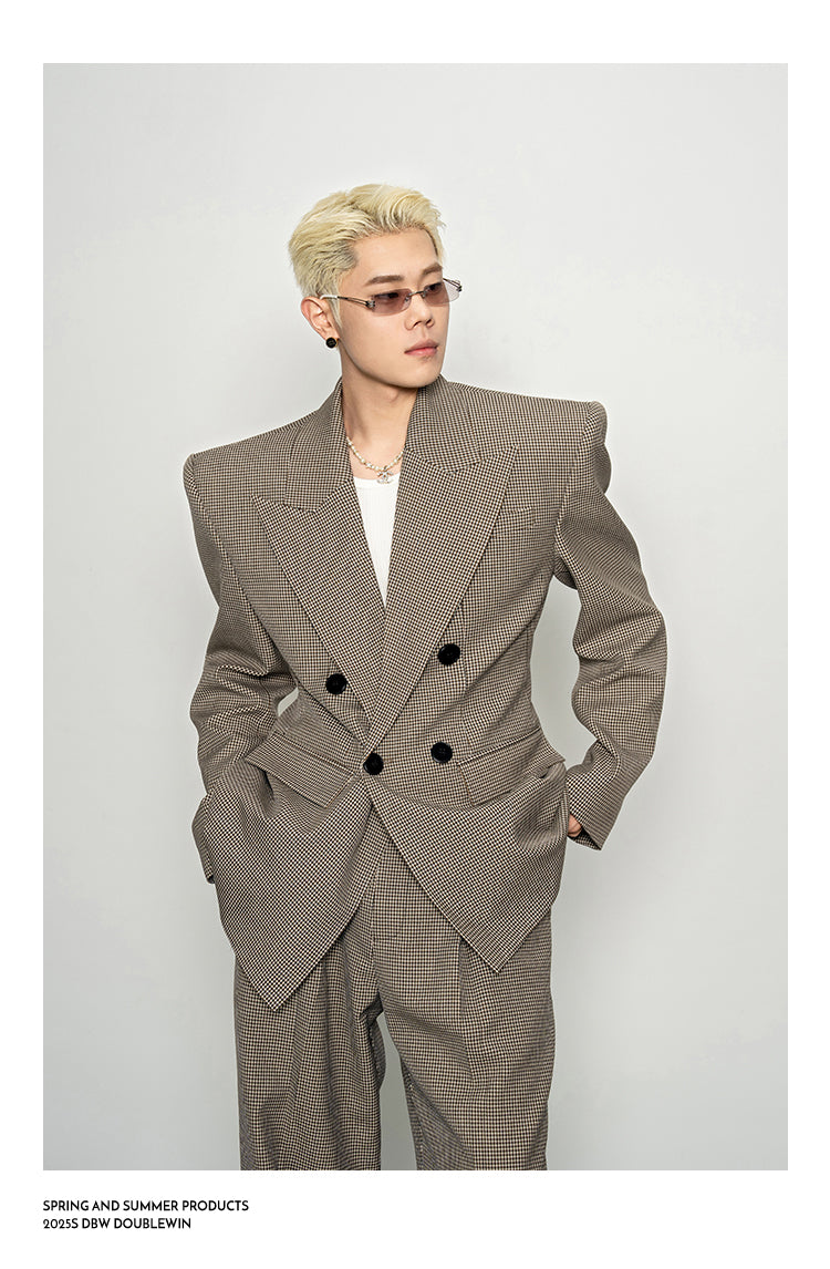 Retro Style Houndstooth Suit