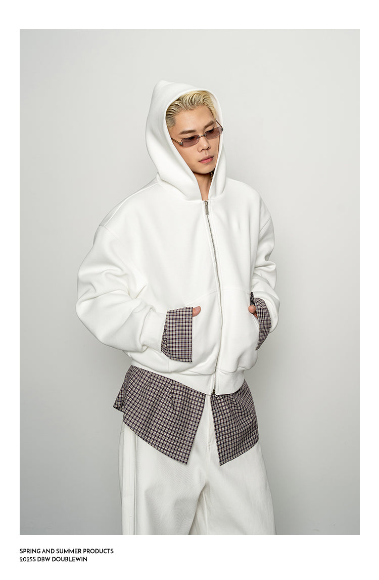 Contrast Color Fake Two-Piece Sweatshirt