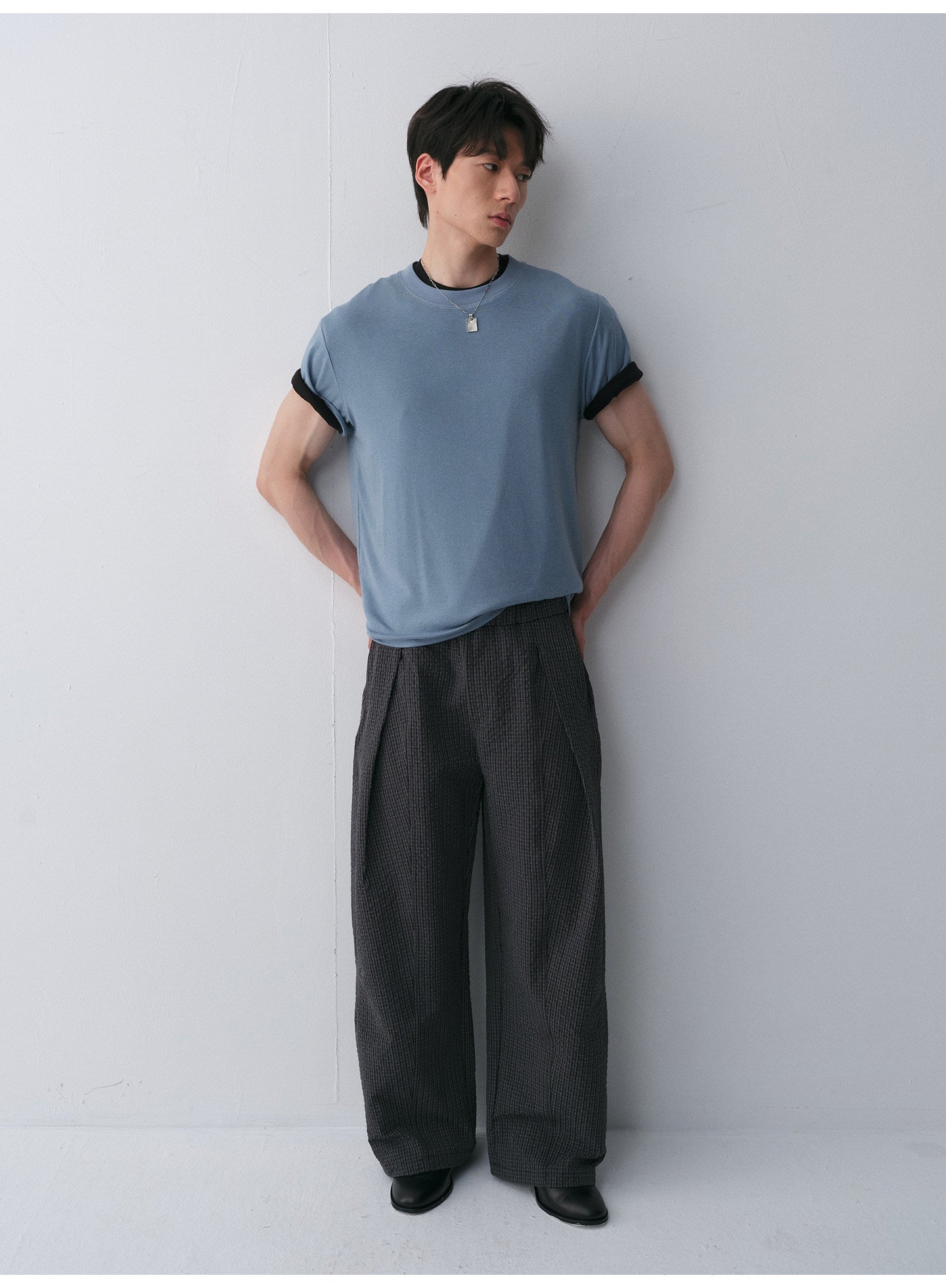 Tencel & Wool Blend Crew Neck T-Shirt