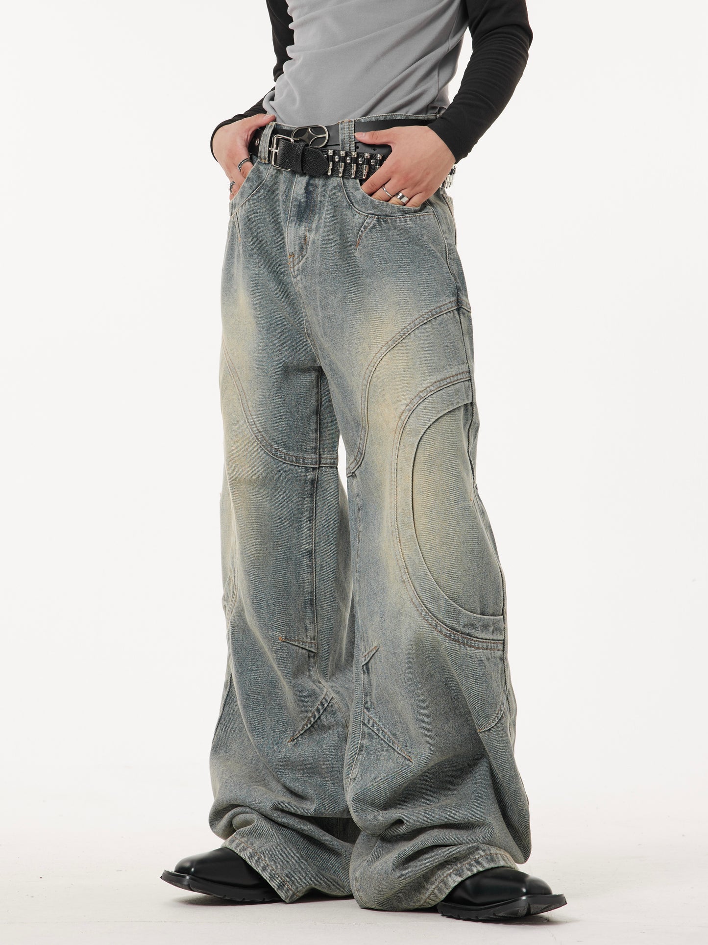 Original Design Curved Flush Straight Jeans