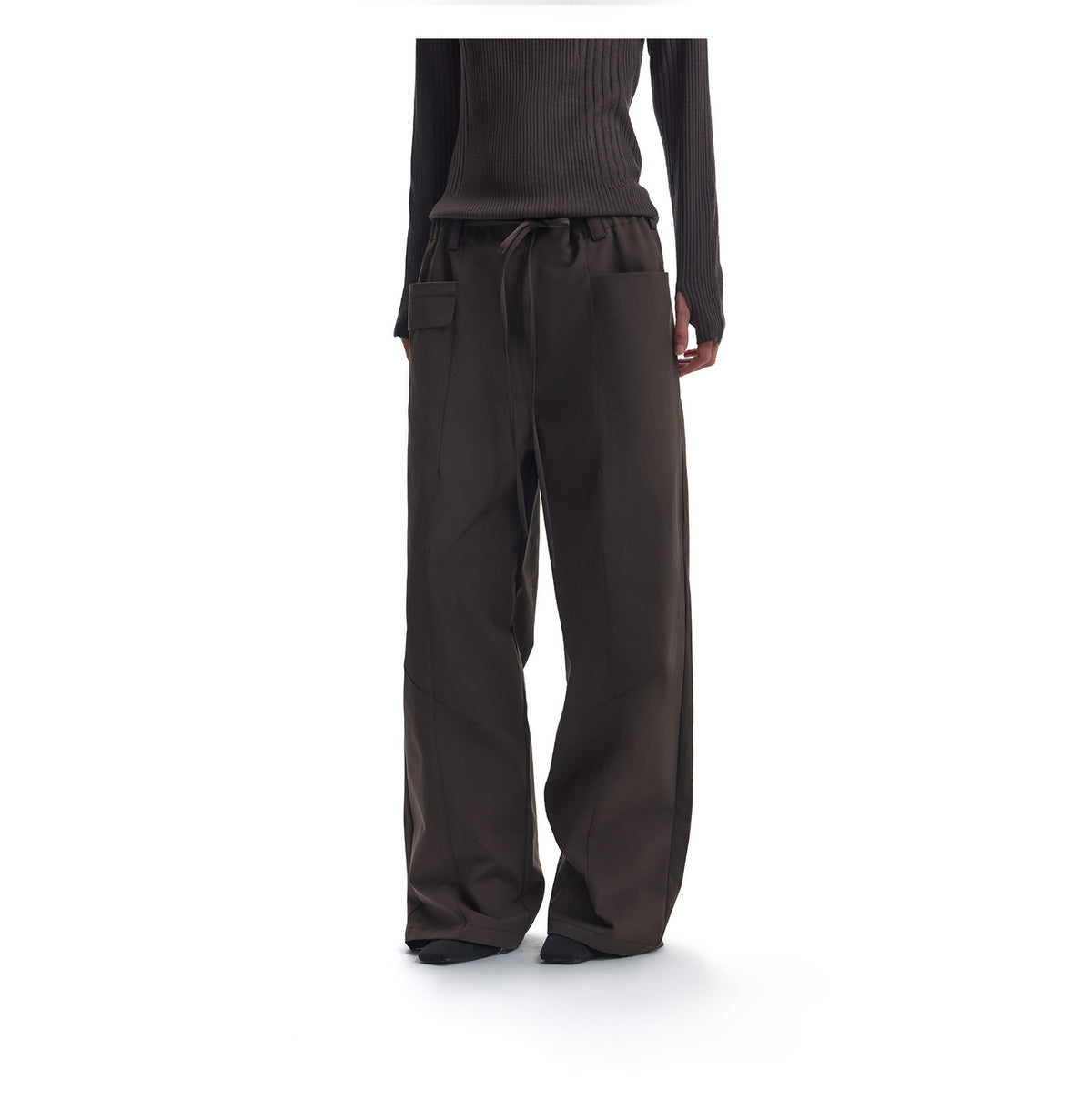 Water-Repellent A-Line Casual Pants with Side Pockets