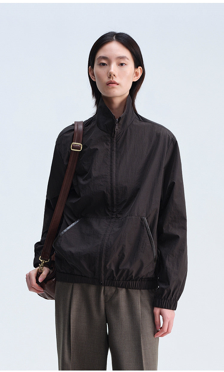 Casual Short Jacket with Stand-Up Collar