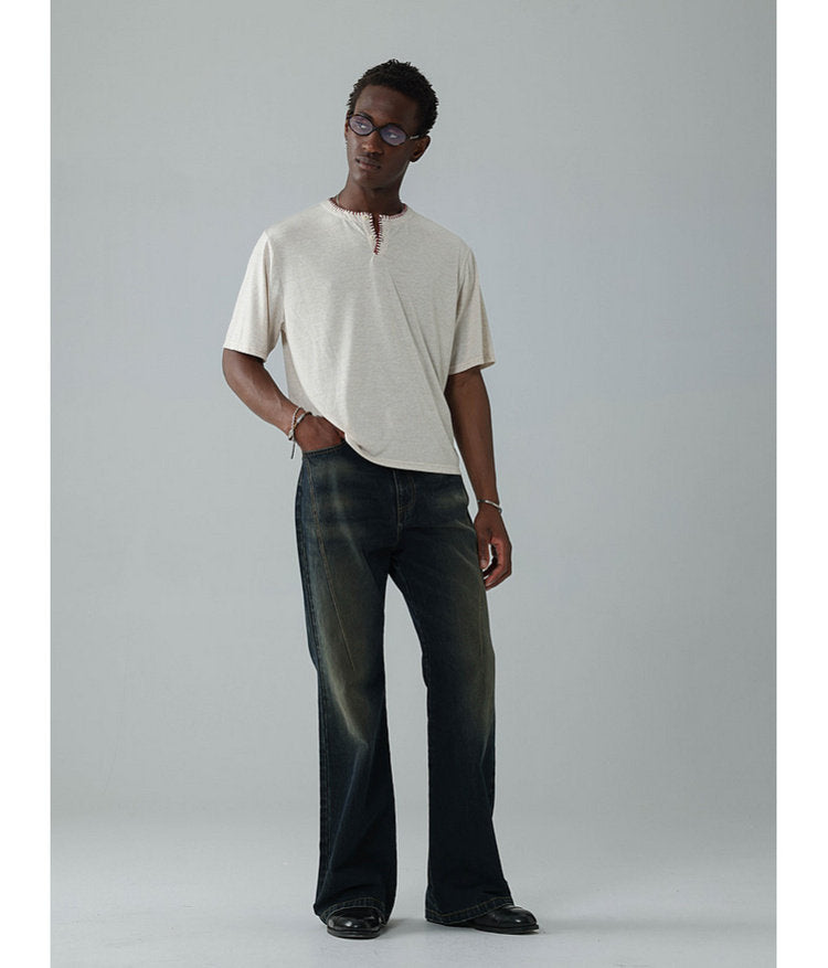 Overlock-stitched T-shirt