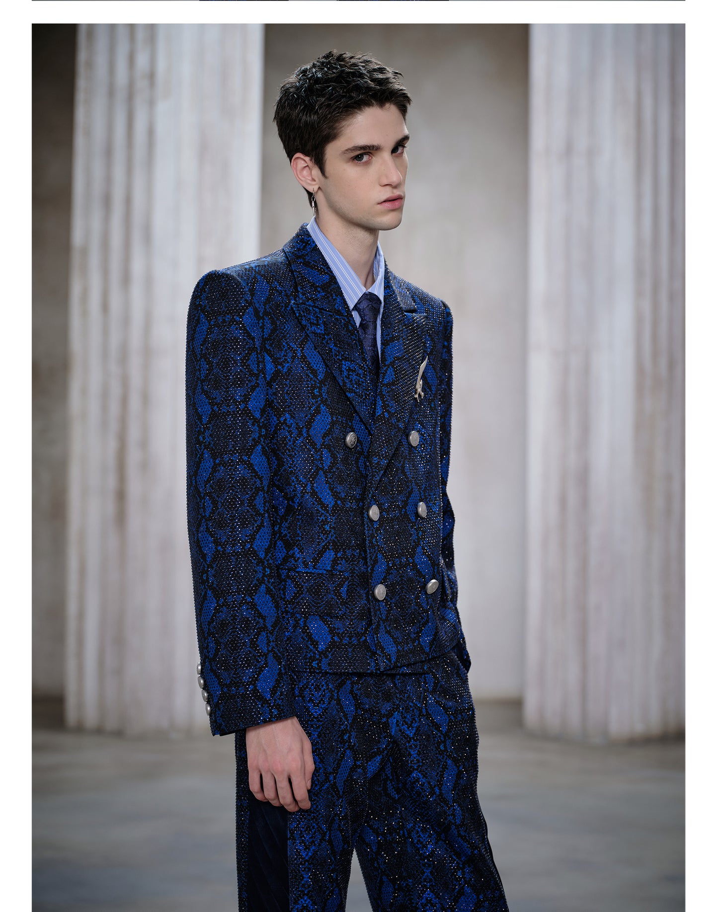 Double-breasted Snake Print Jacket