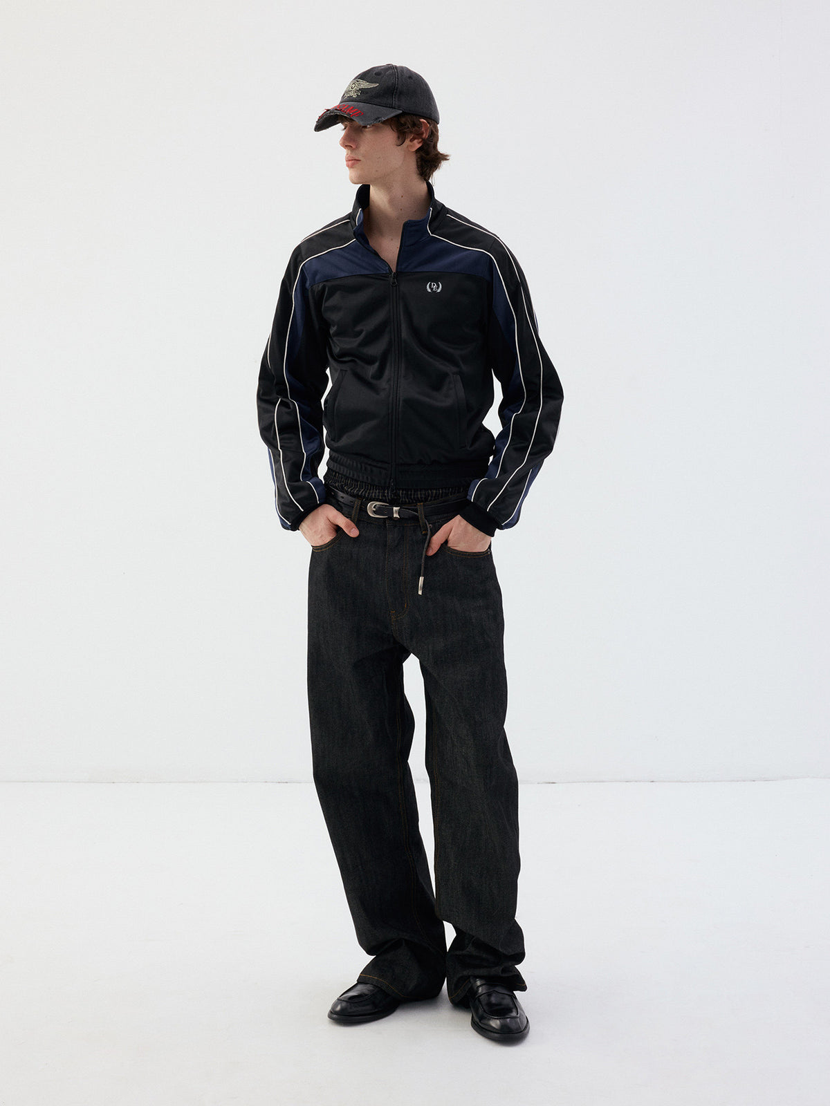 Jacket with a stand-up collar and a zipper