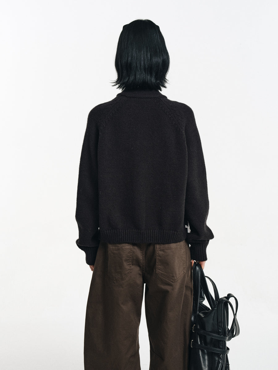 Wool Blend Stand Collar Jacket