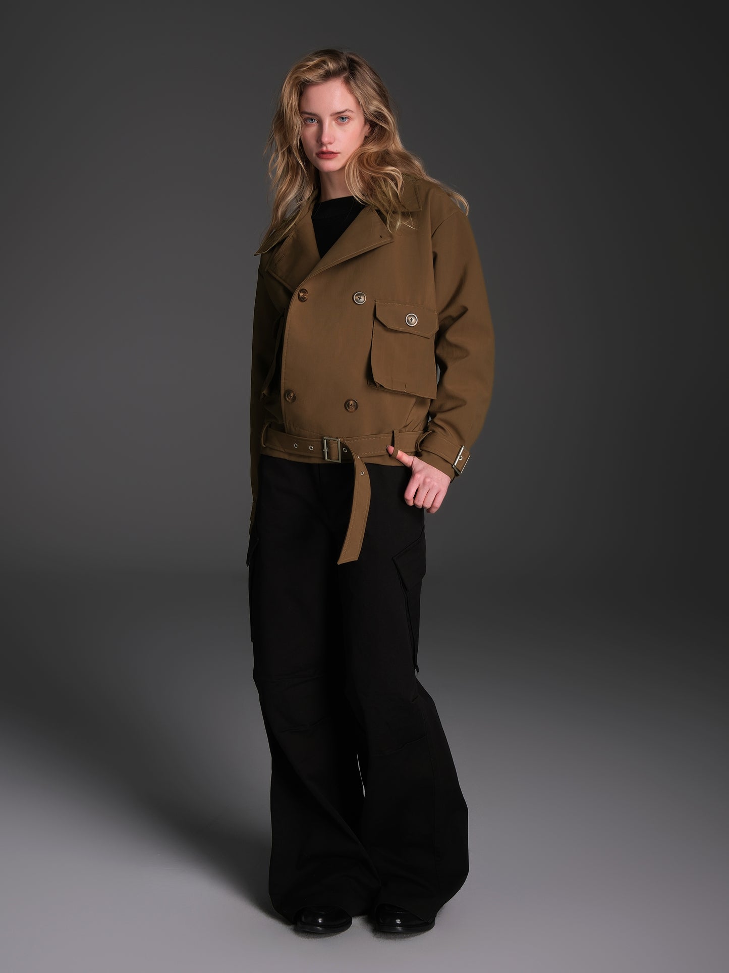 Short wide trench coat
