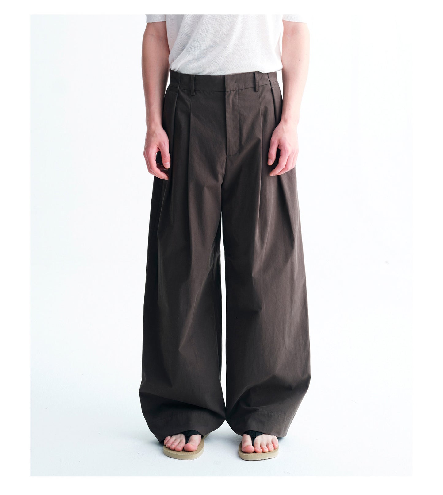 3D-Pleated Casual Wide-Leg Pants