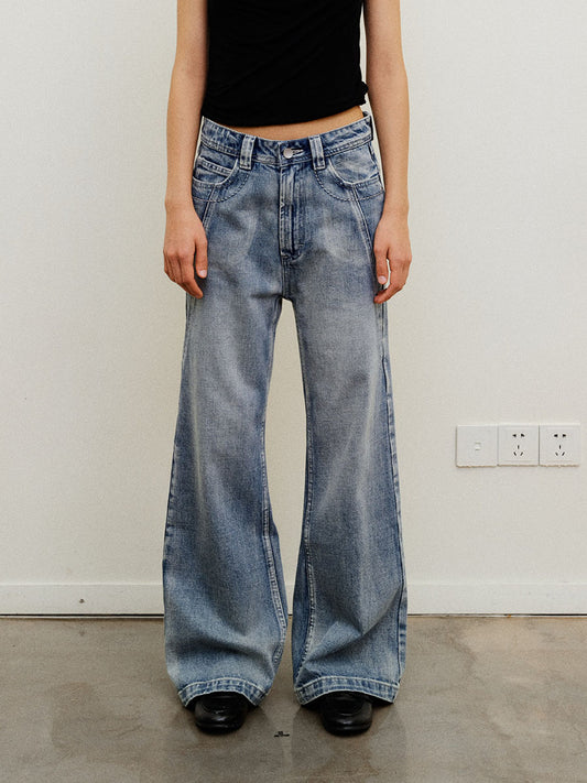 Vintage wash micro flare jeans