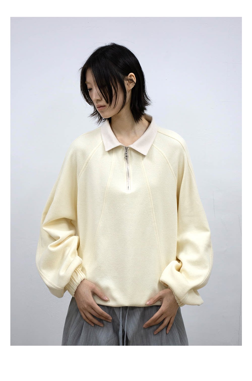 Half-zip polo shirt with unique texture