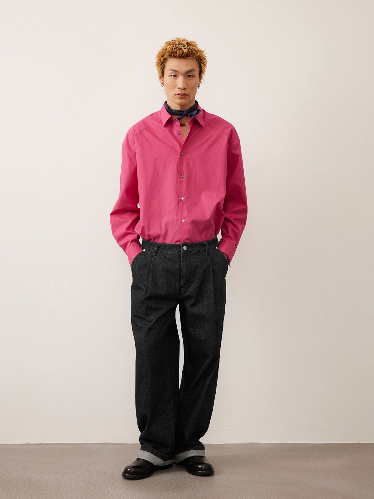 Single Pleats Loose Straight Jeans 12.25 oz.