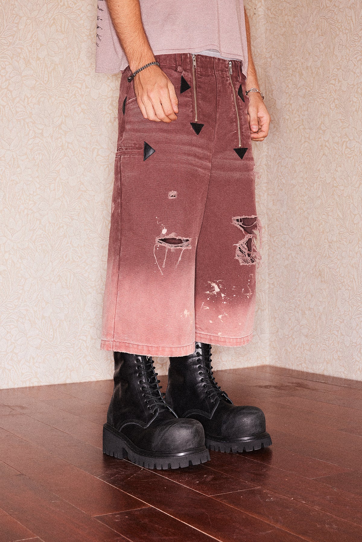 Washed cropped shorts