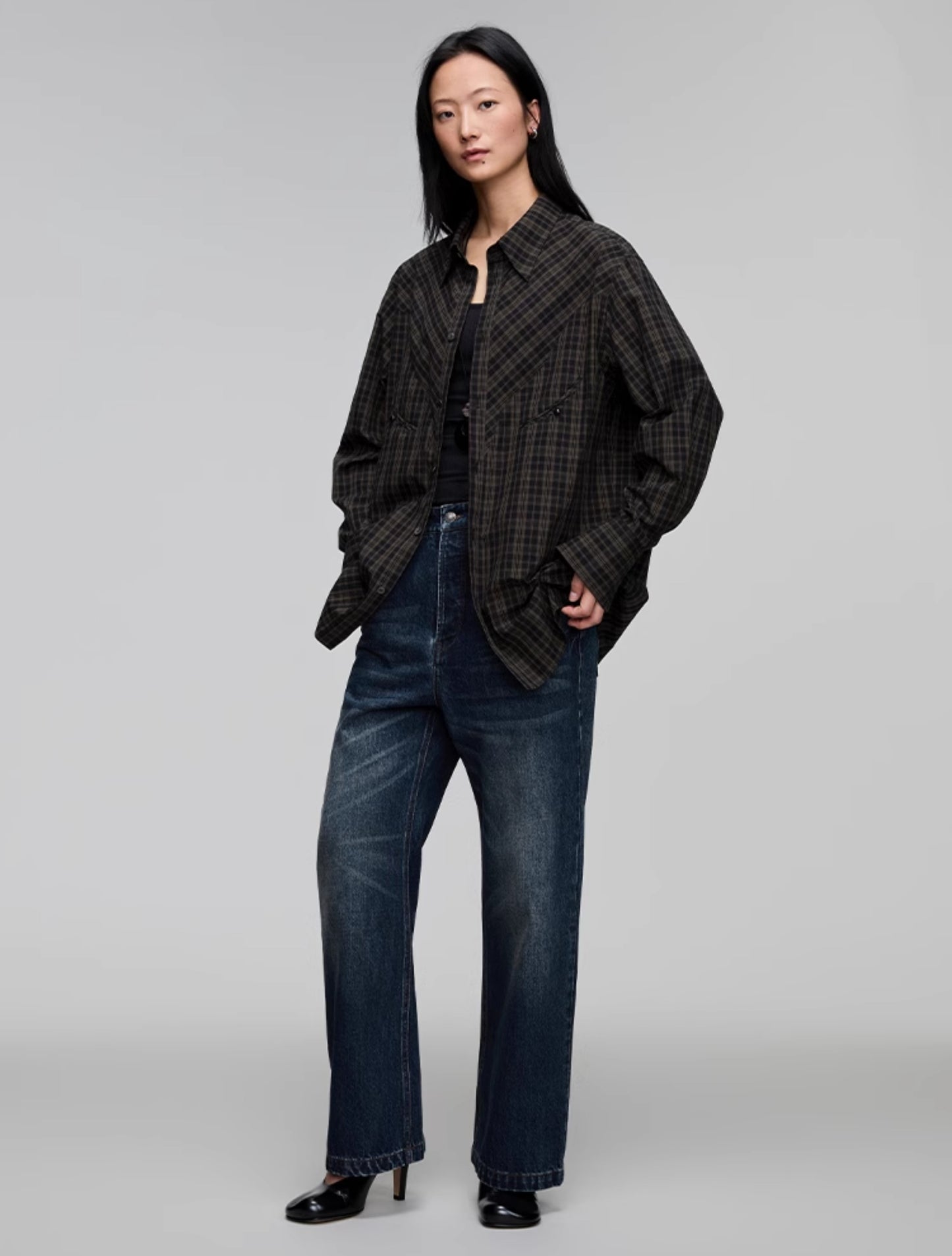 Washed Straight Denim Pants