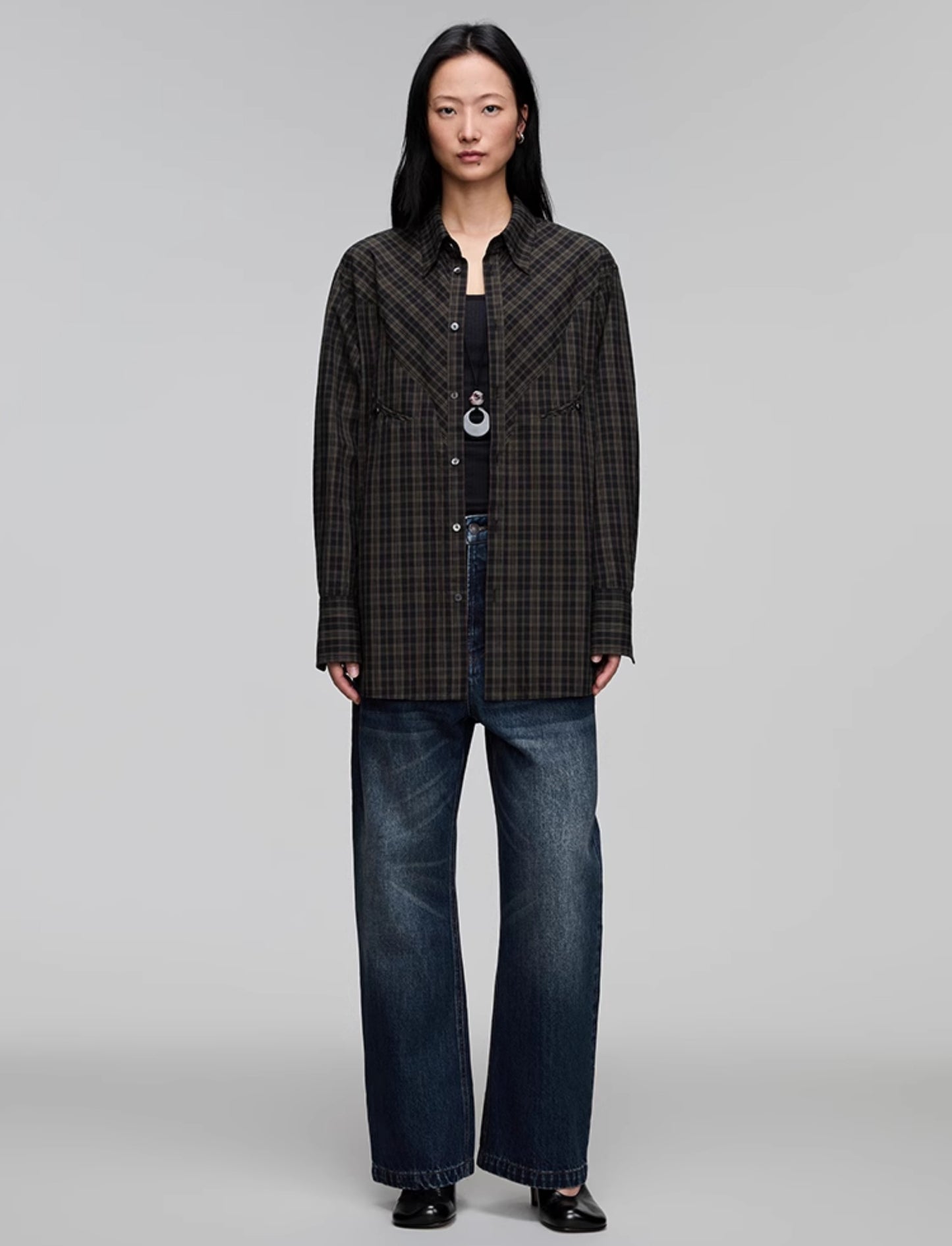 Washed Straight Denim Pants