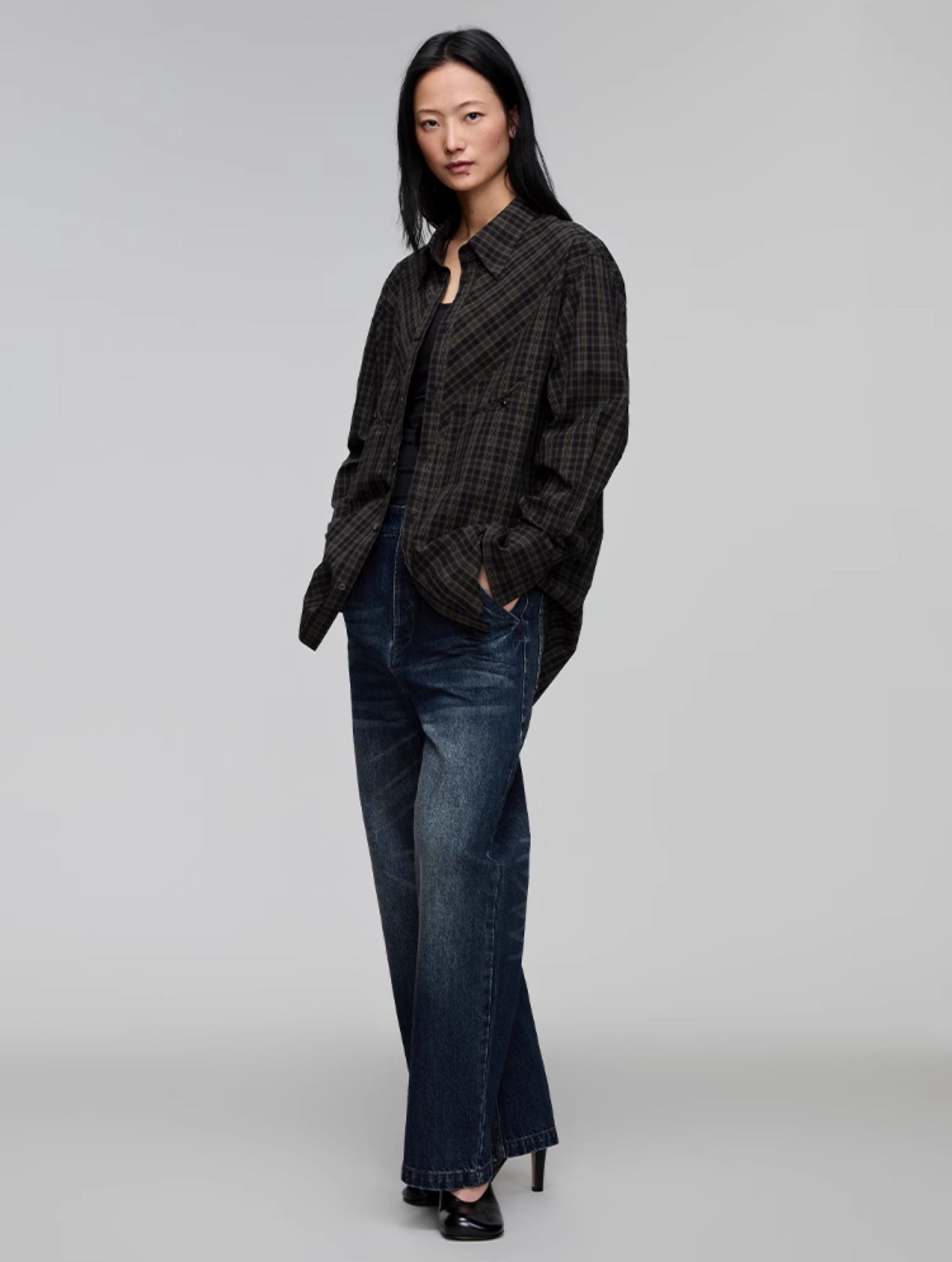 Washed Straight Denim Pants