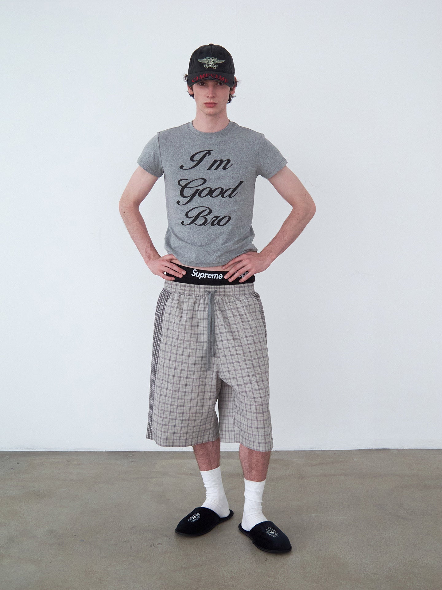 Checkered Patchwork Color-Block Shorts