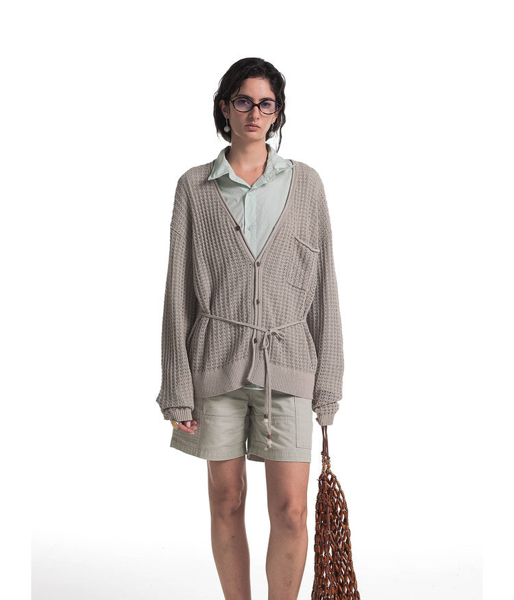 Beaded Knit V-Neck Cardigan
