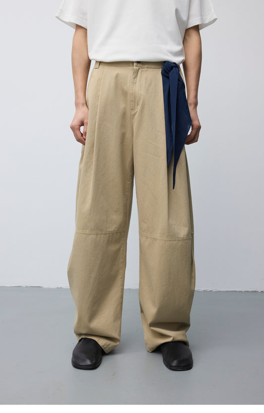 Washed Multi-Pleated Casual Pants