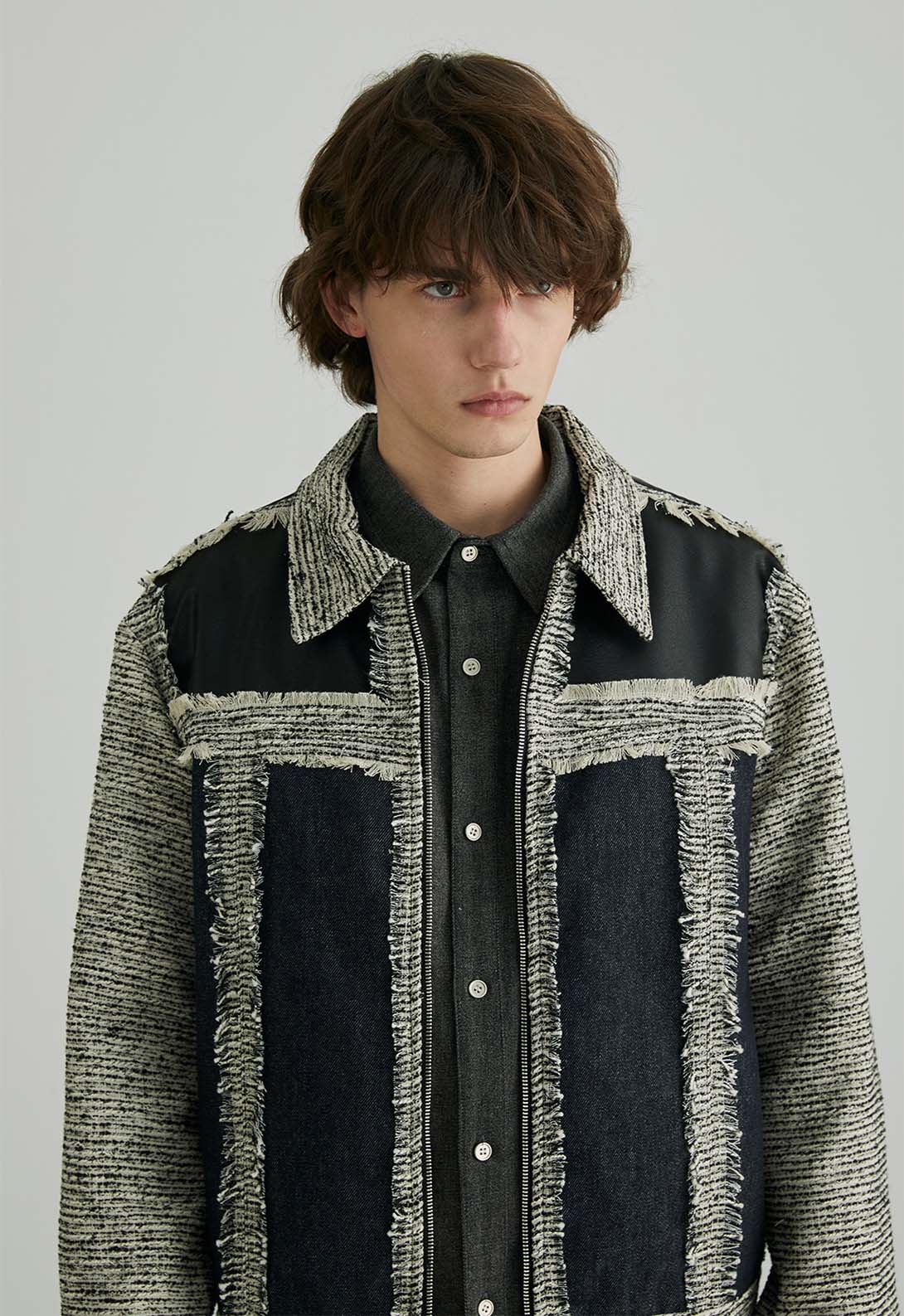Tweed Row-Edge Design Lapel Jacket