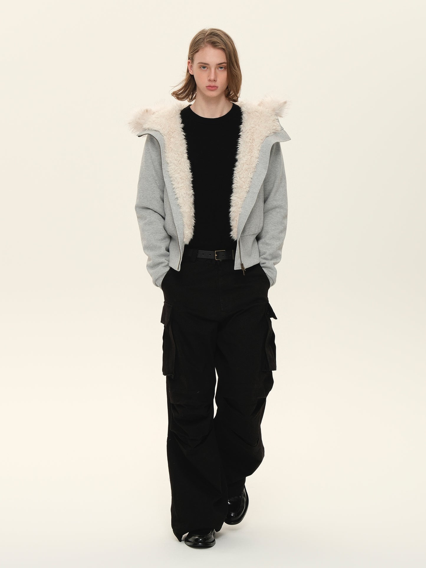 Knee-pleated Washed Casual Pants