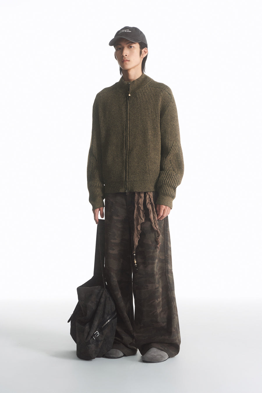 Ribbed Double Zipper Cardigan