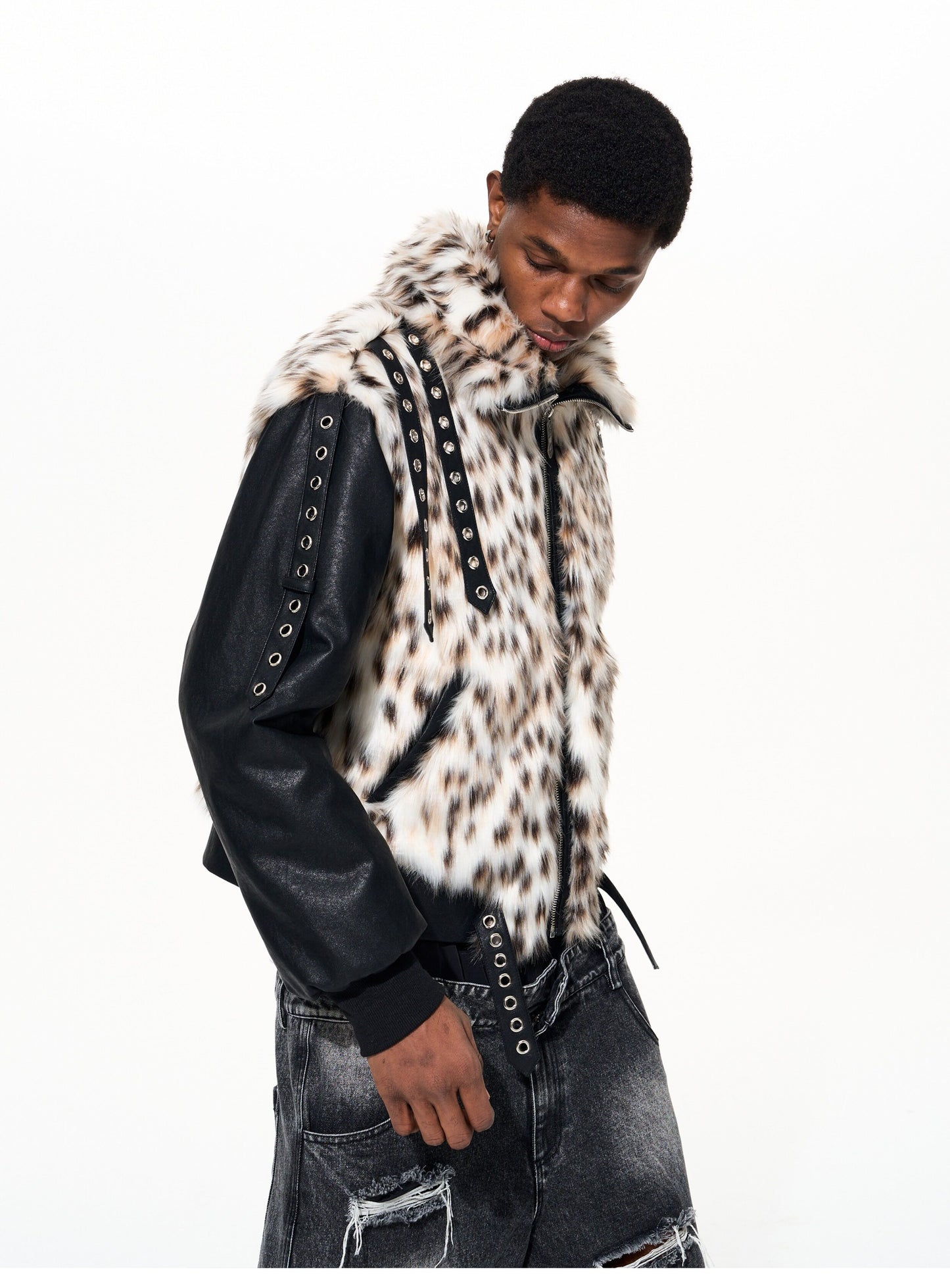 Mountain Carving Fur Padded Jacket