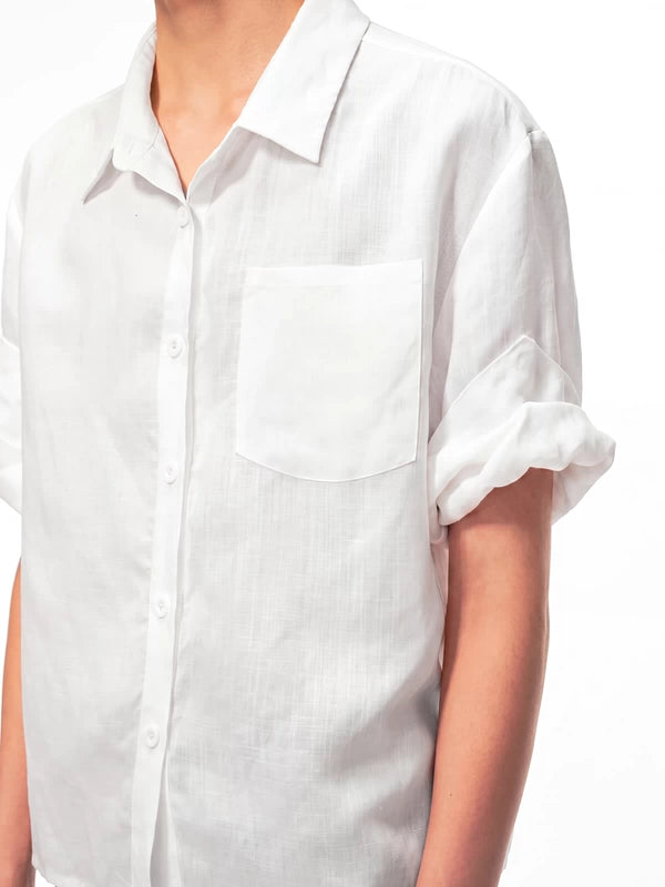 Tencel Linen Rolled-Cuff Shirt