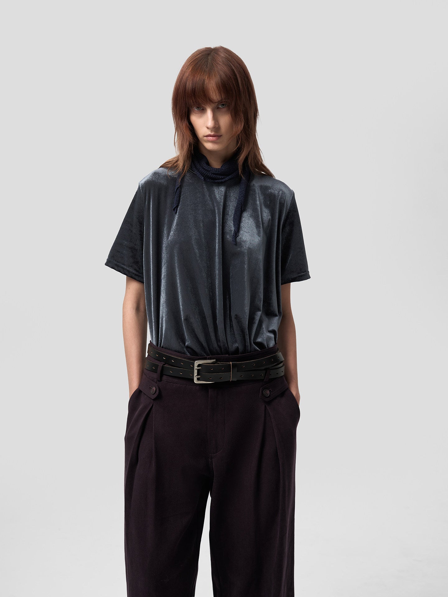 Velvet Mini Turtleneck T-Shirt