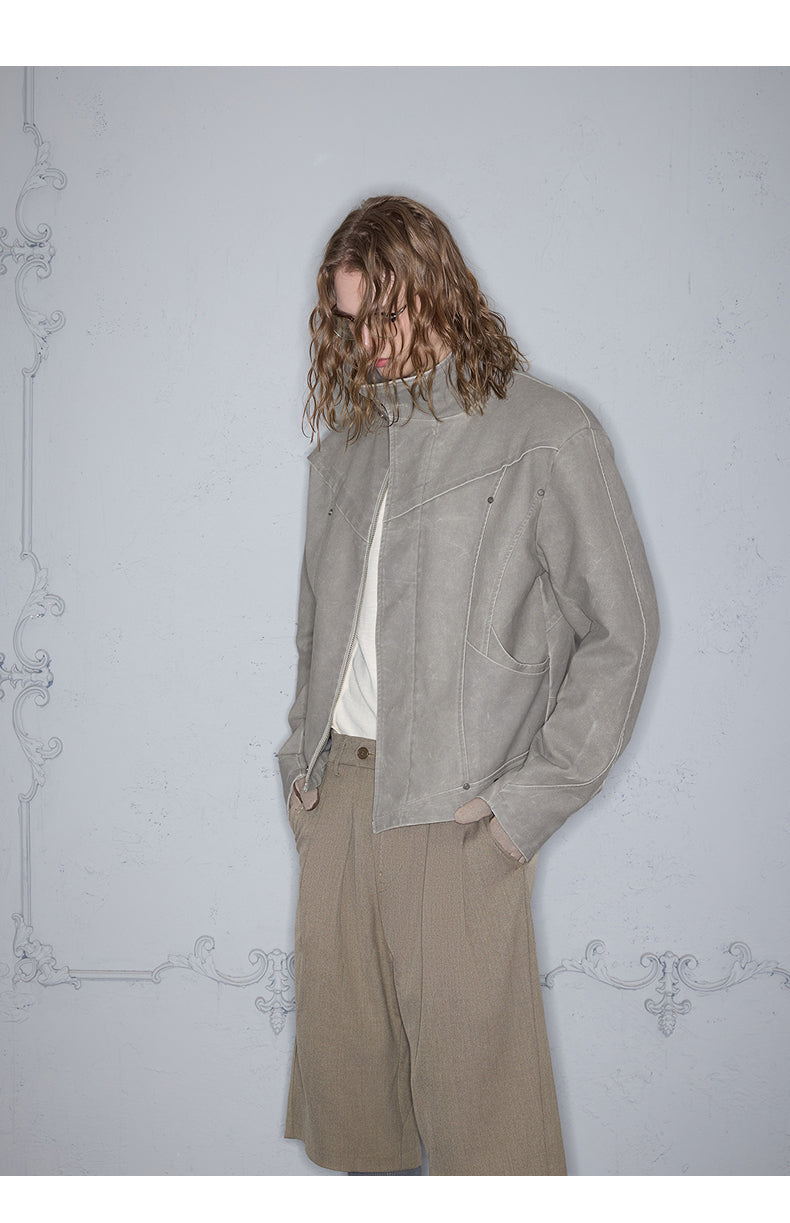 Smoke-Washed Leather Jacket