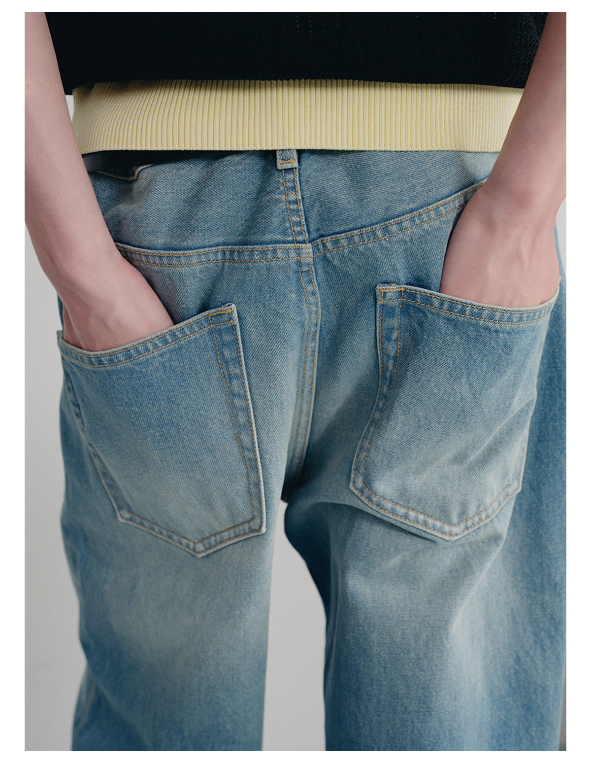 Vintage wash denim pants