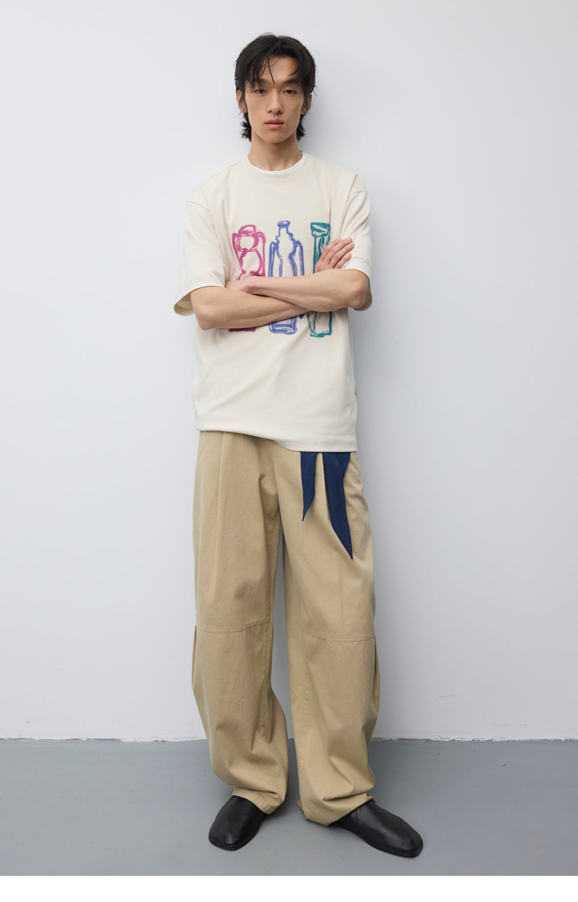 Washed Multi-Pleated Casual Pants