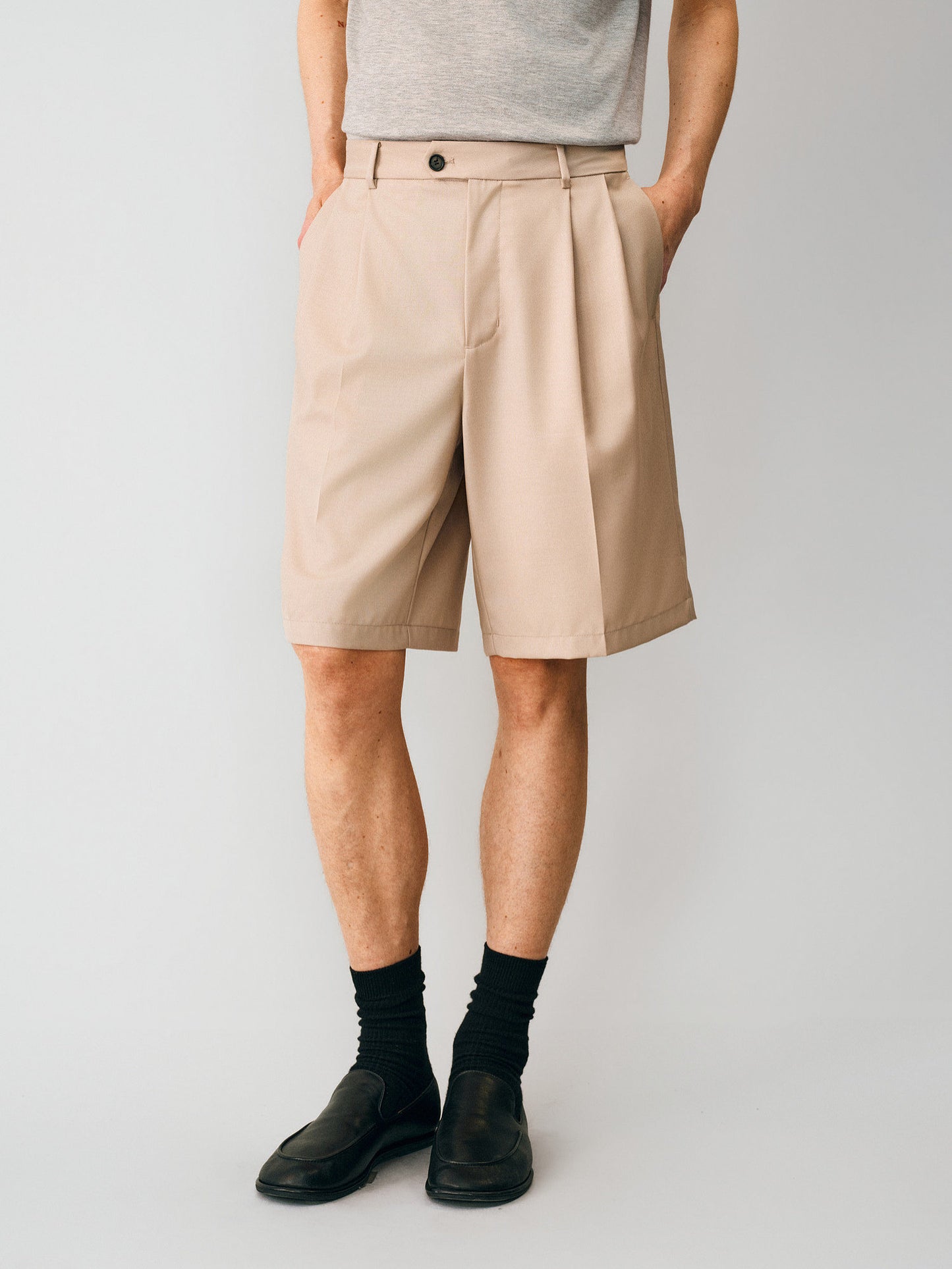 Double-Pleated Shorts