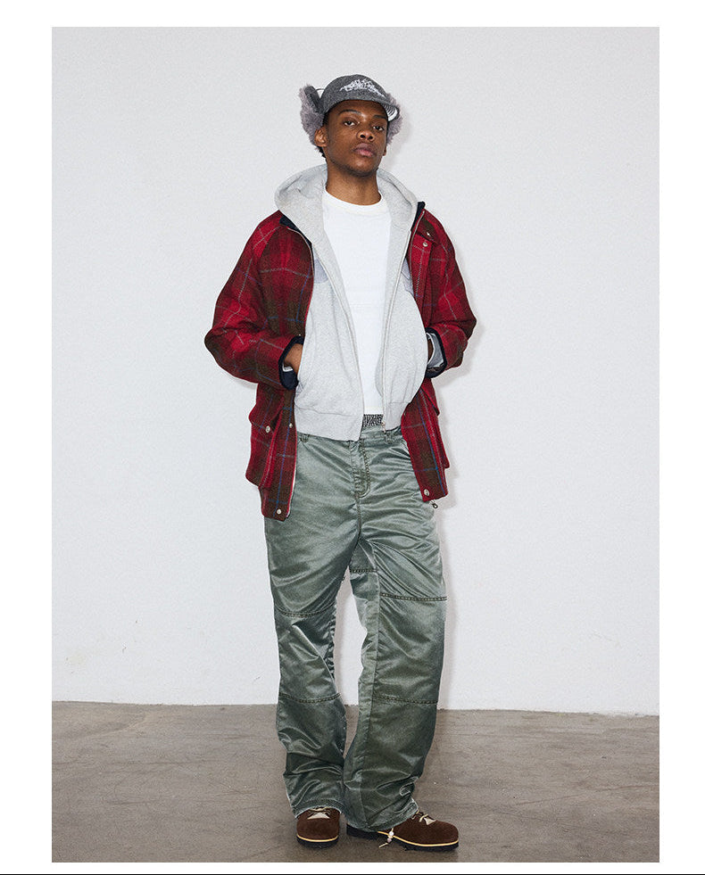 Pure Wool Check Pattern Hunting Jacket